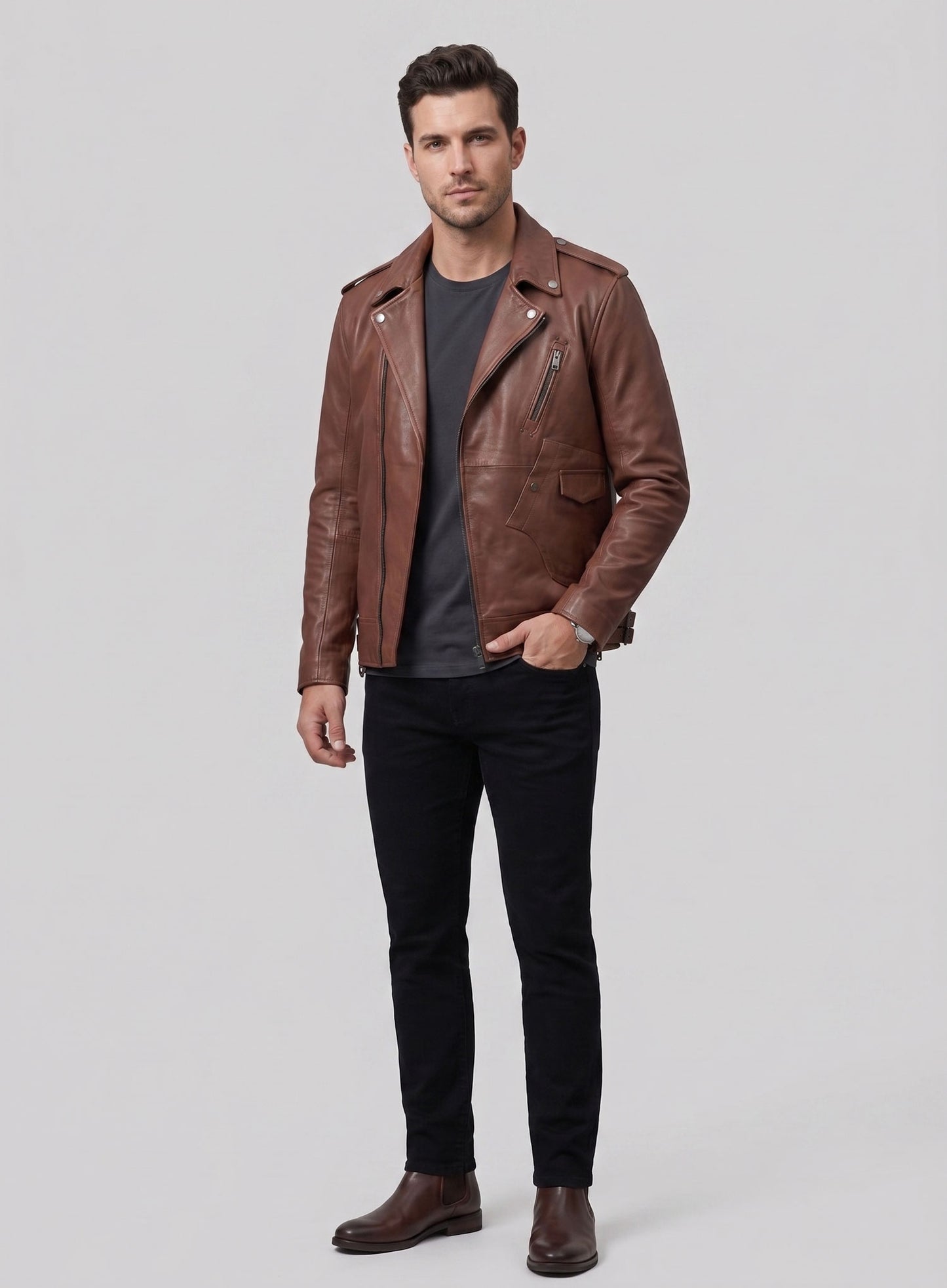 Falcon Tan Rider Leather Jacket