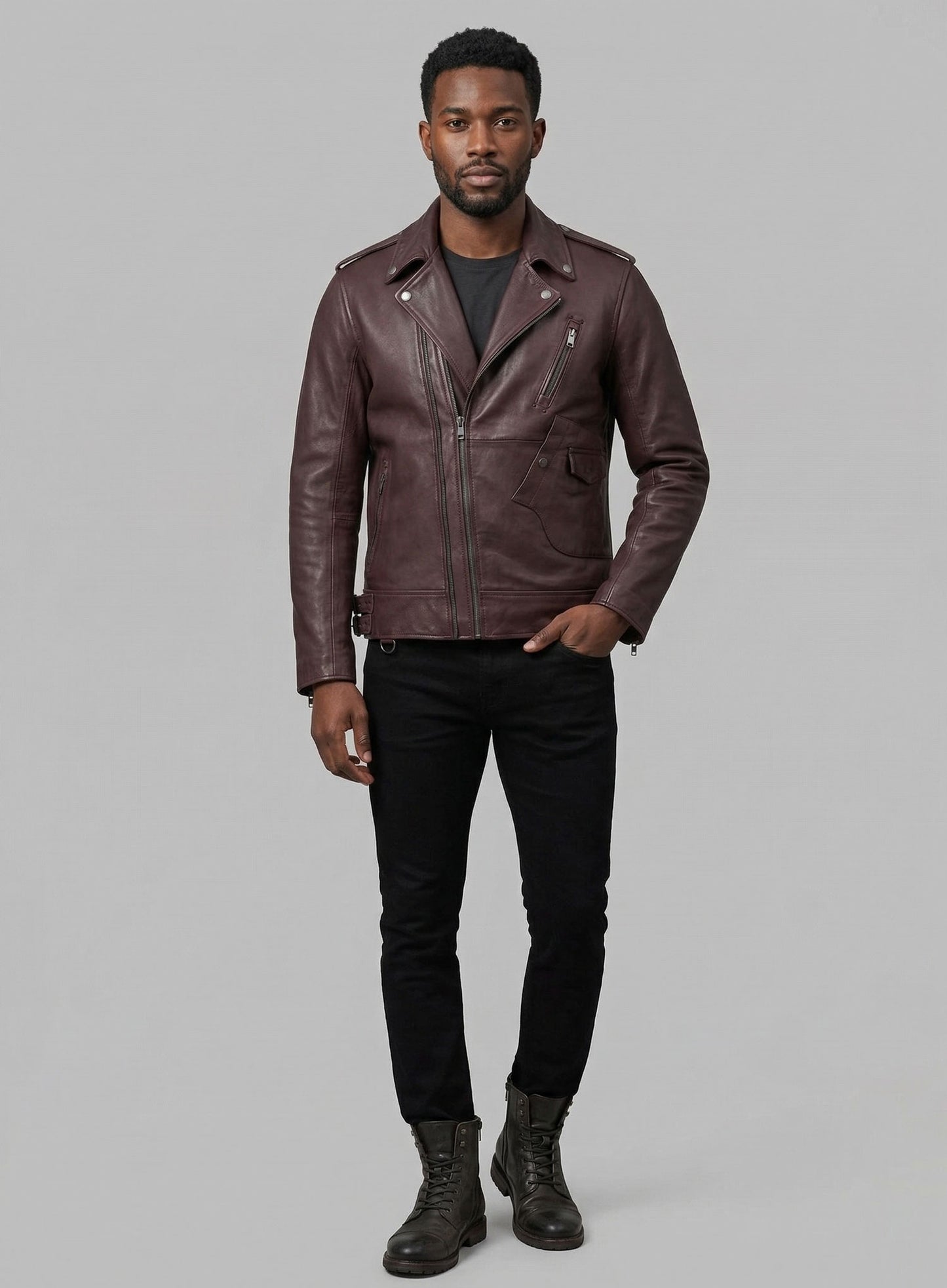 Falcon Burgundy Rider Leather Jacket