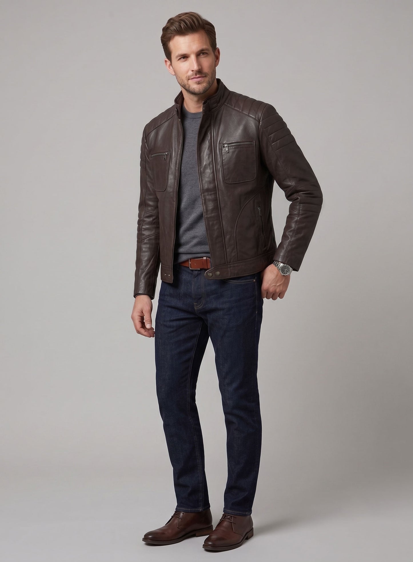 Firefly Moto Brown Biker Leather Jacket
