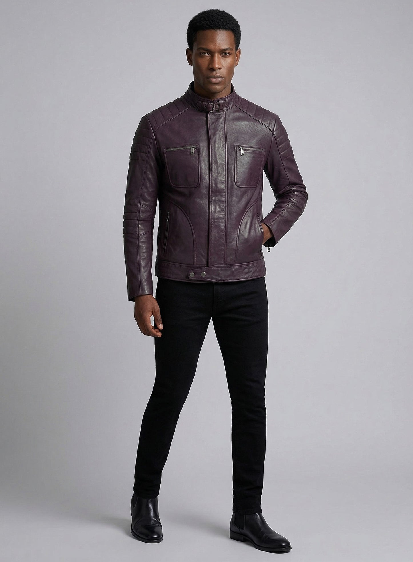 Firefly Moto Purple Biker Leather Jacket