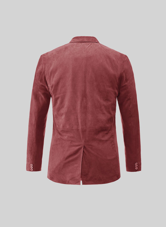French Red Suede Leather Blazer
