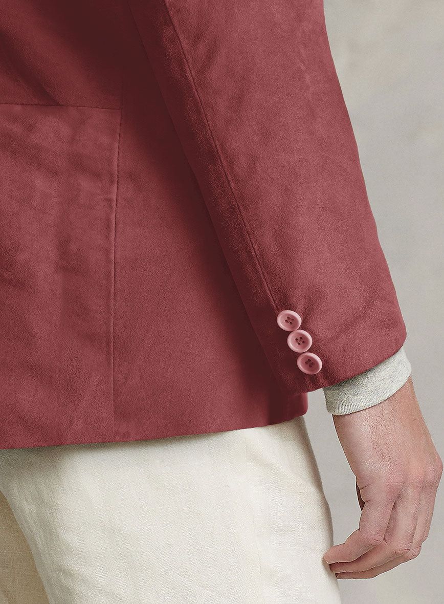 French Red Suede Leather Blazer