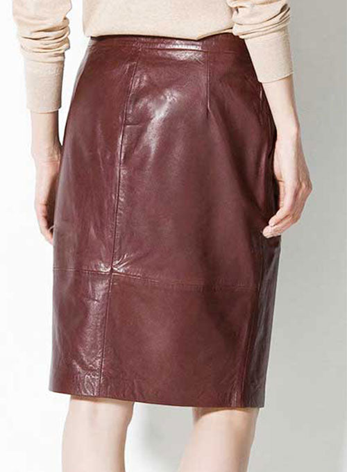 Front Panelled Leather Skirt - # 170 - LeatherCult