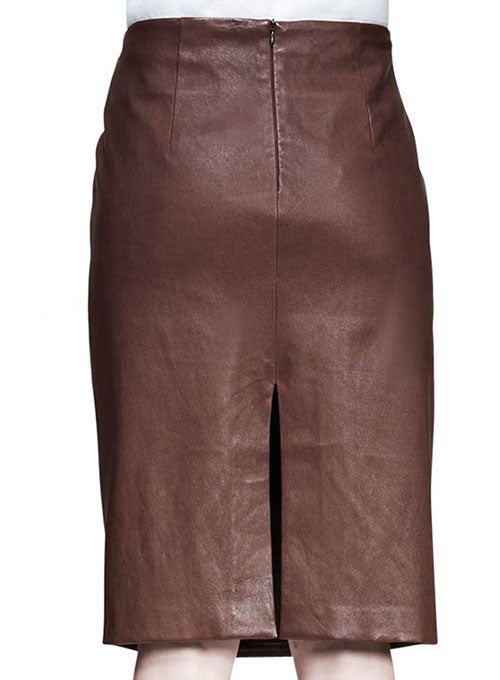 Front Ribbed Leather Skirt - # 489 - LeatherCult