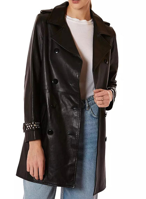 Gabrie Double Breasted Leather Trench Coat - LeatherCult