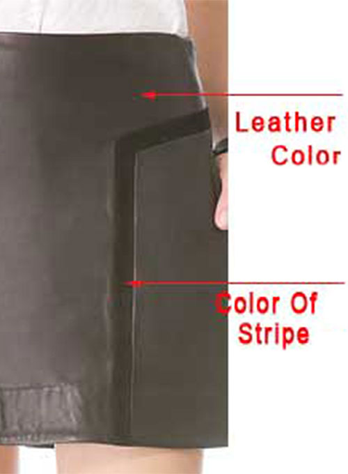 Geometric Contrast Leather Skirt - # 424 - LeatherCult