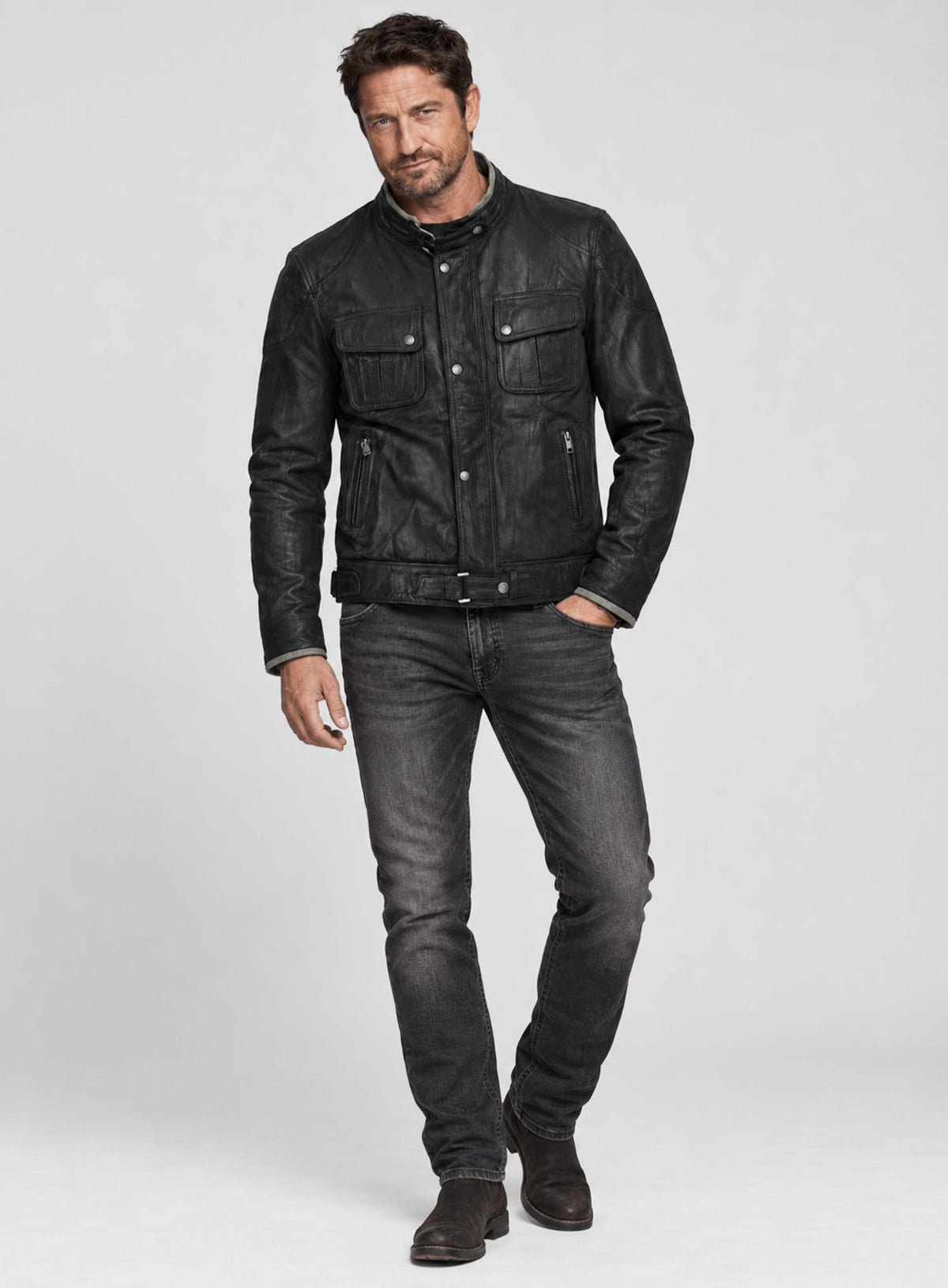Gerard Butler Leather Jacket #1