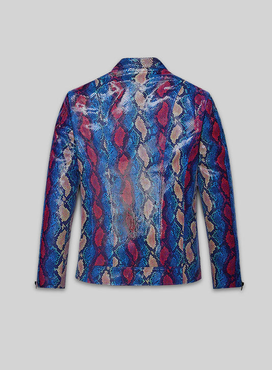 Glinting Bold Blue Python Leather Jacket