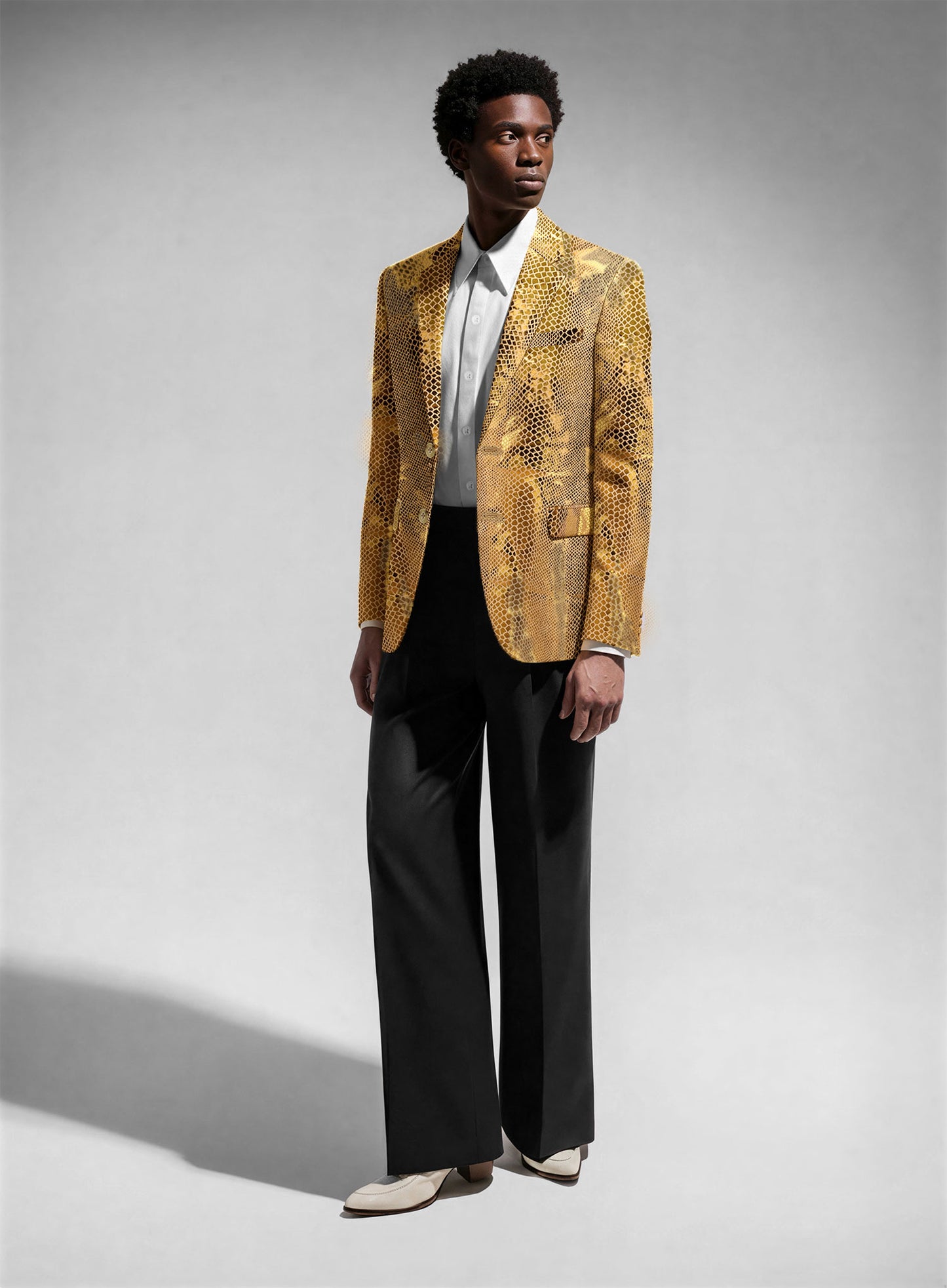Golden Python Leather Blazer