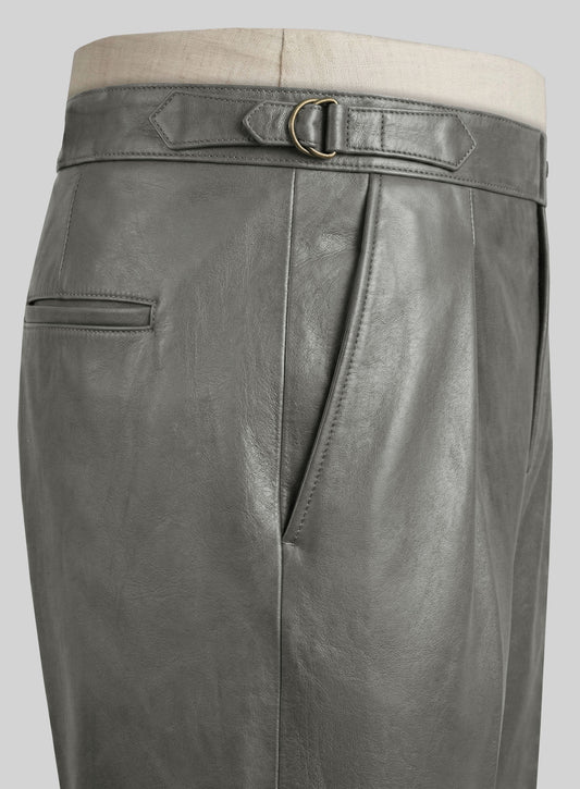 Gray Leather Gurkha Pant