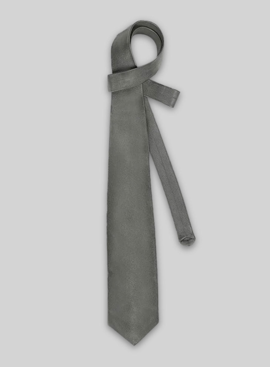 Gray Leather Tie