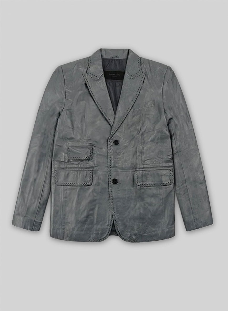 Gray Medieval Leather Blazer - 40 Regular