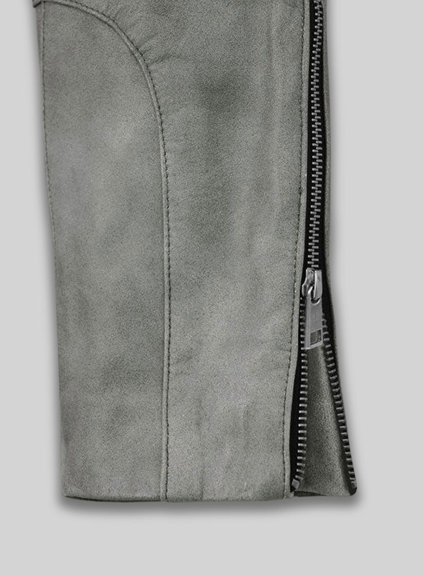 Harbor Gray Leather Biker Jeans #511