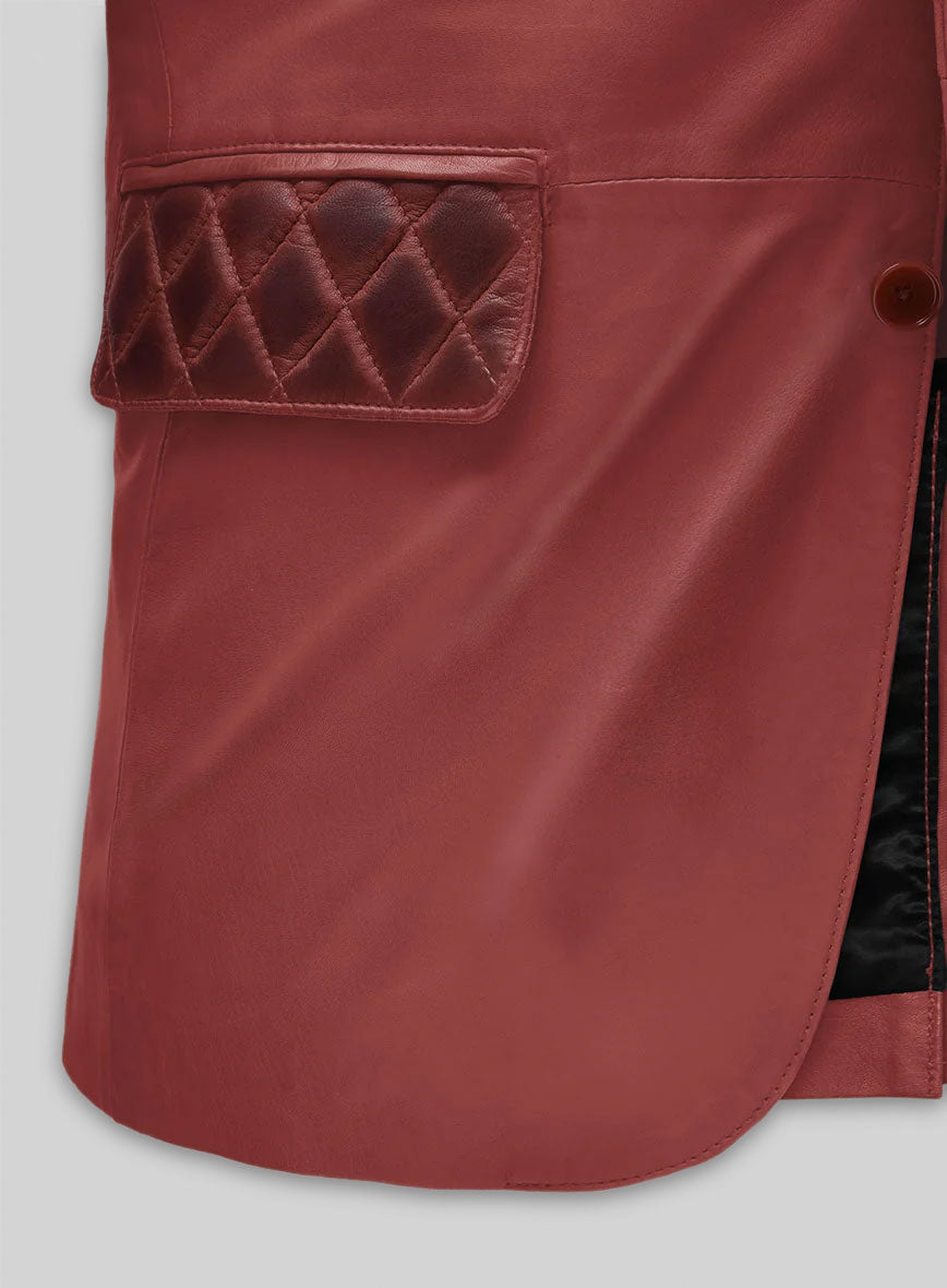 Harper Burnt Red Leather Blazer
