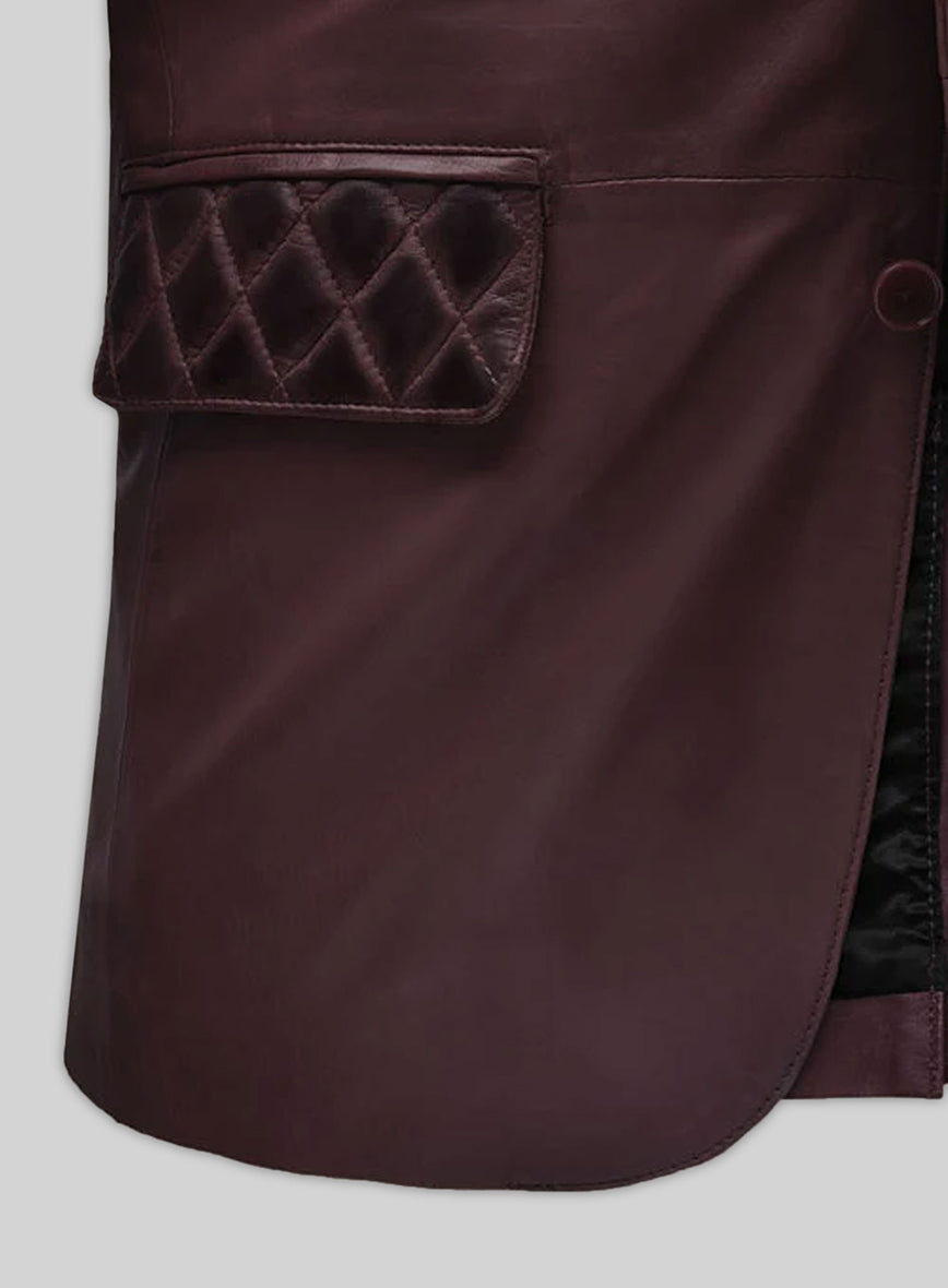 Harper Burnt Wine Leather Blazer