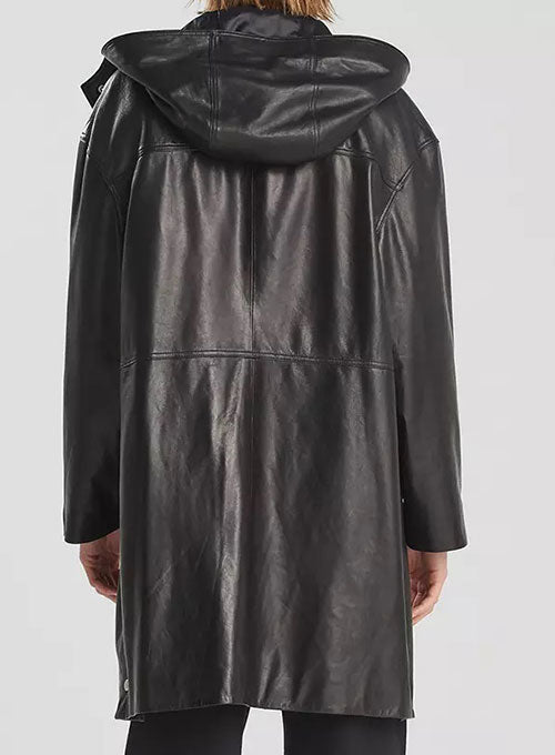 Hooded Leather Trench Coat - LeatherCult