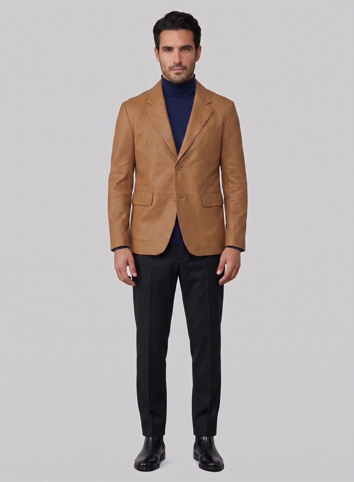 Hunter Tan Lambskin Leather Blazer