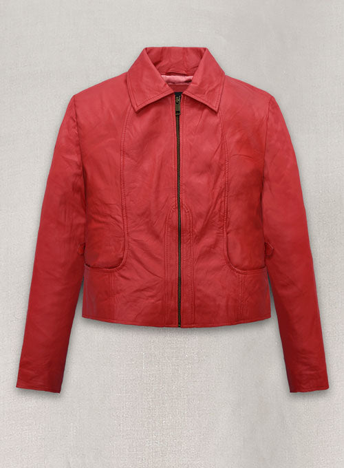 Soft Tango Red Washed Jennifer Lopez Gigli Leather Jacket - LeatherCult