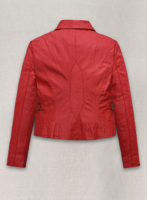 Soft Tango Red Washed Jennifer Lopez Gigli Leather Jacket - LeatherCult