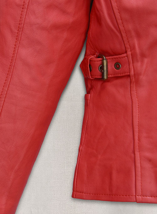 Soft Tango Red Washed Jennifer Lopez Gigli Leather Jacket - LeatherCult