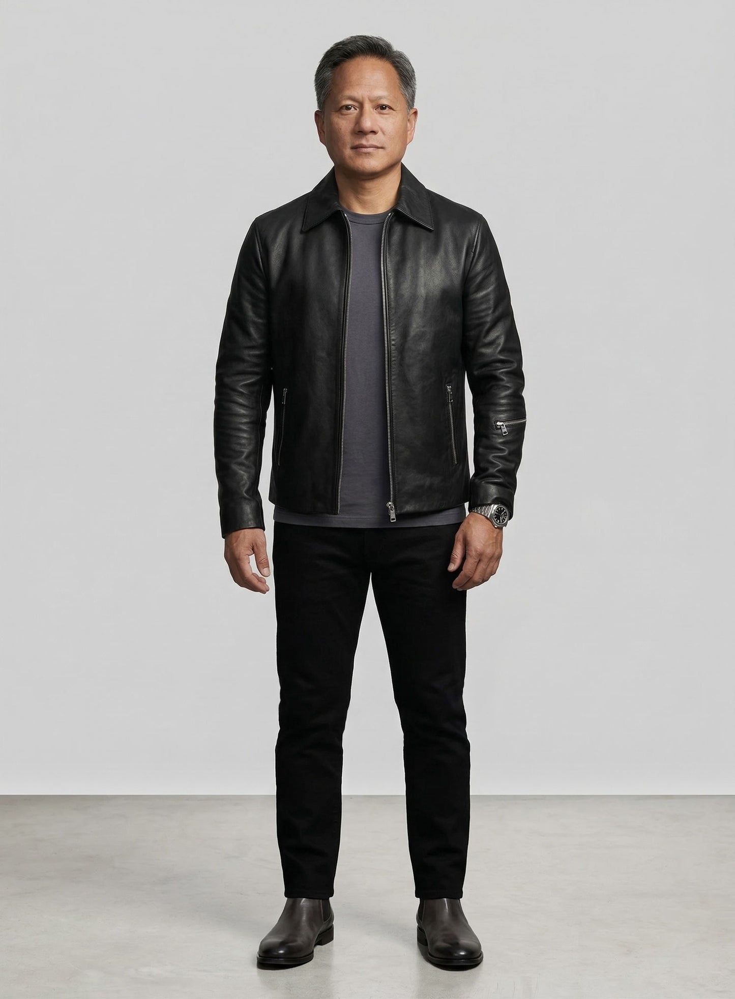 Jensen Huang Leather Jacket