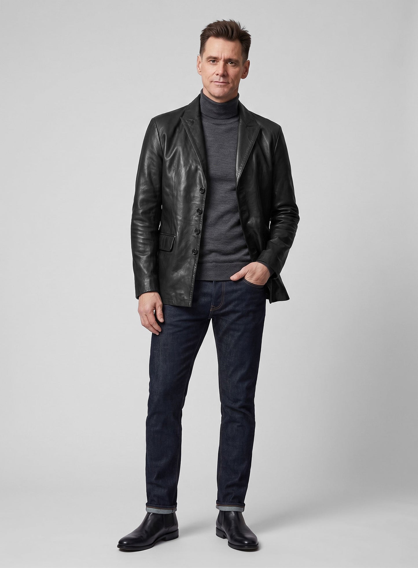 Jim Carrey Leather Blazer