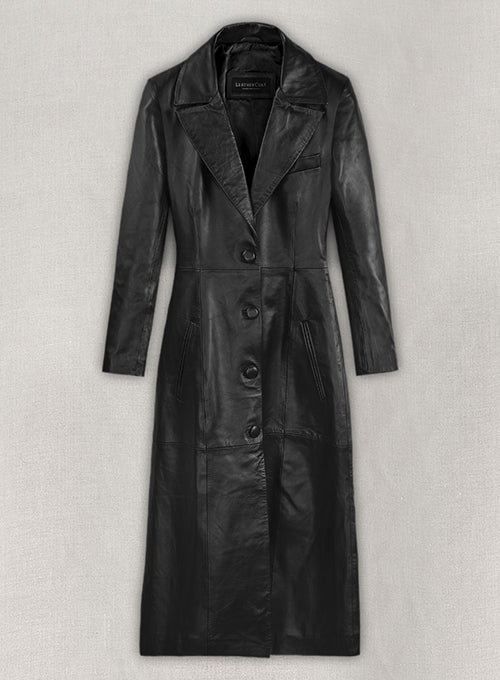 Kendall Jenner Leather Long Coat - LeatherCult