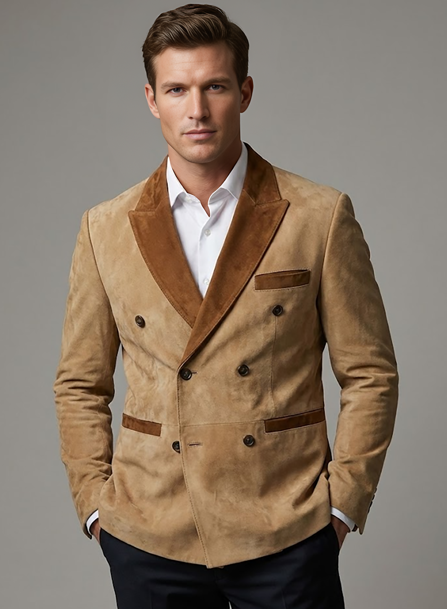 Latte Beige Suede Hampton Leather Blazer