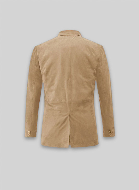 Latte Beige Suede Leather Blazer
