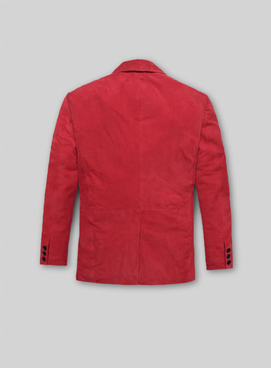 Lava Red Suede Leather Blazer - # 125