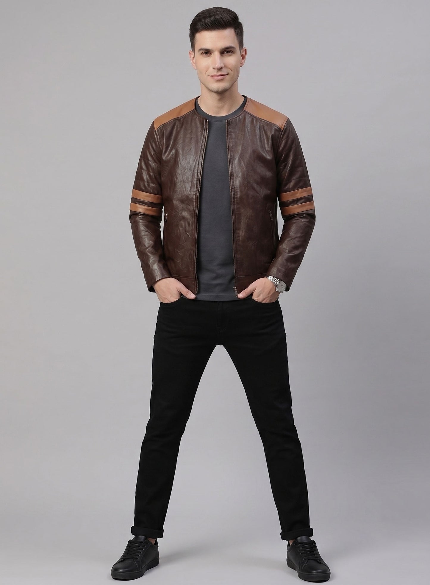 Leather Fighter T-Shirt Jacket