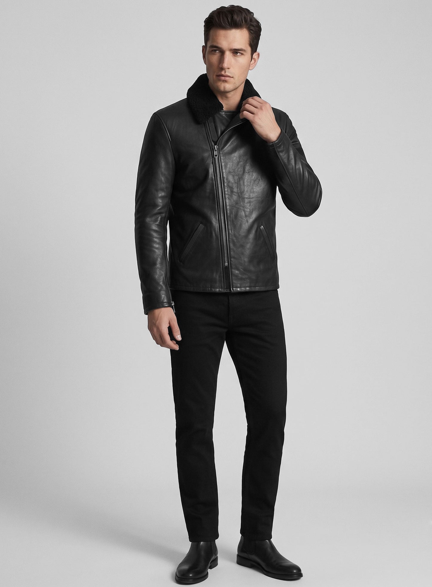 Ranch sherpa Leather Jacket