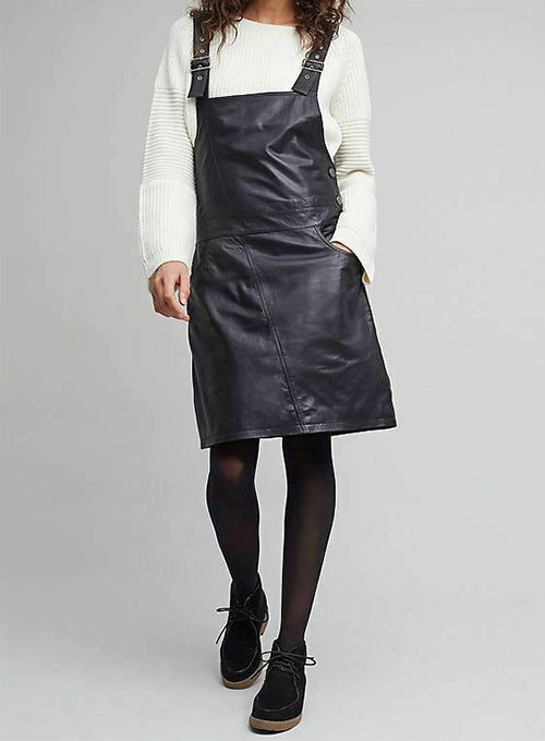 Womens Leather Dungaree Dress #1 by LeatherCult