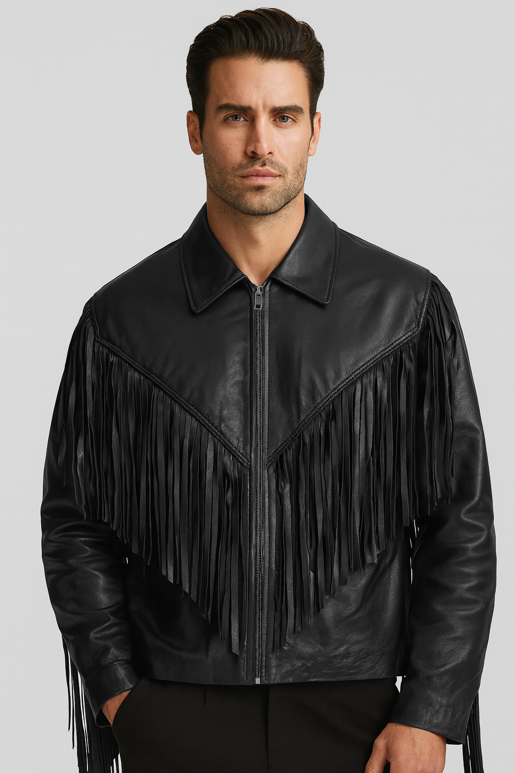 Leather Fringe Jacket #1006