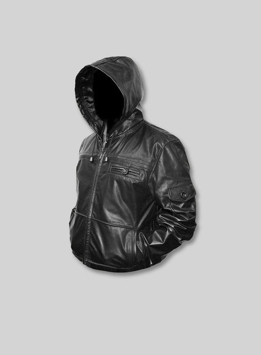 Leather Hood Jacket #704