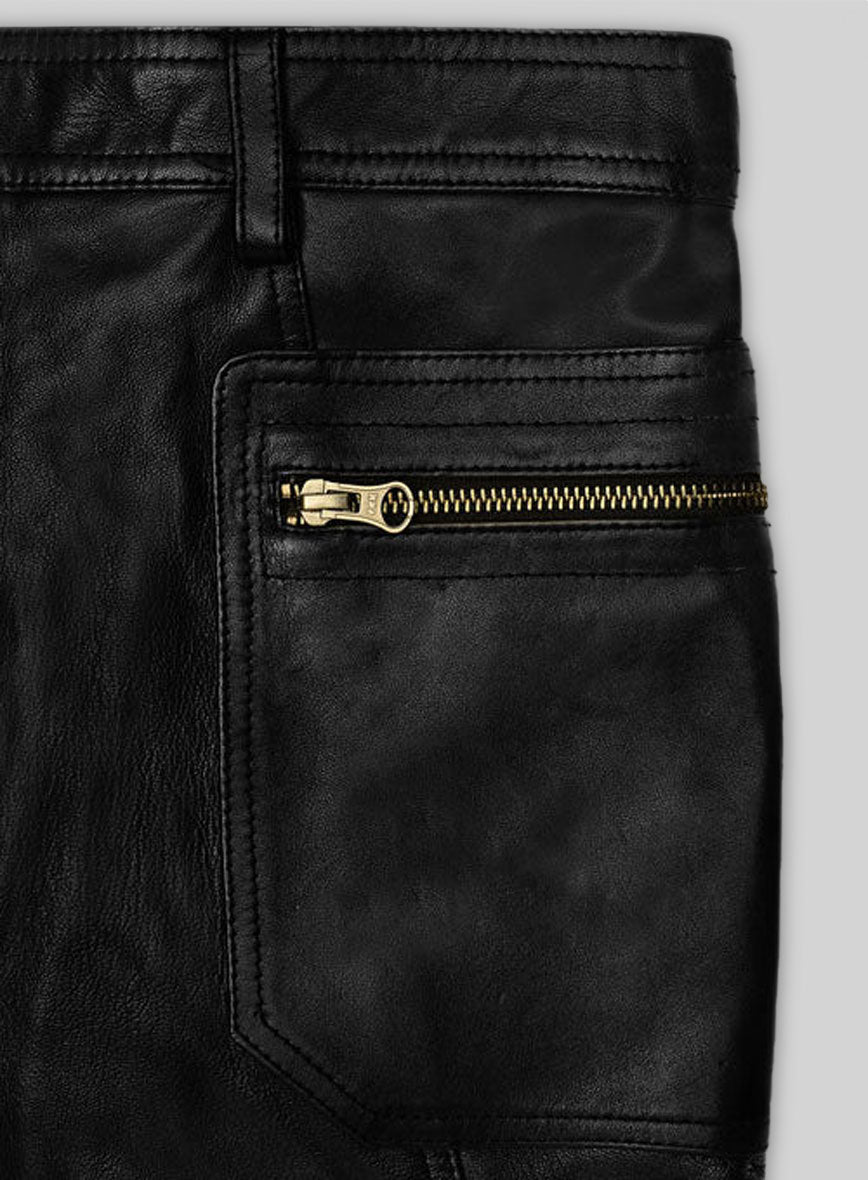 Leather Mini Skirt with Pockets