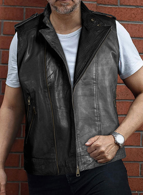 Leather Biker Vest # 313 - LeatherCult