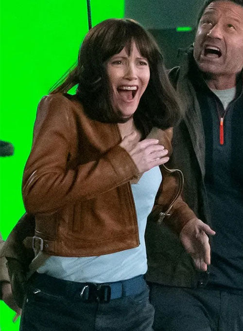 Leslie Mann The Bubble Leather Jacket - LeatherCult