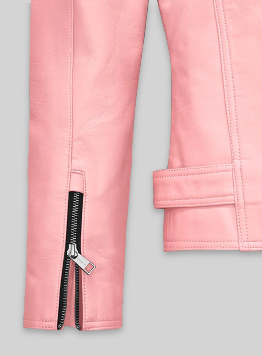 Light Pink Jessica Alba Leather Jacket