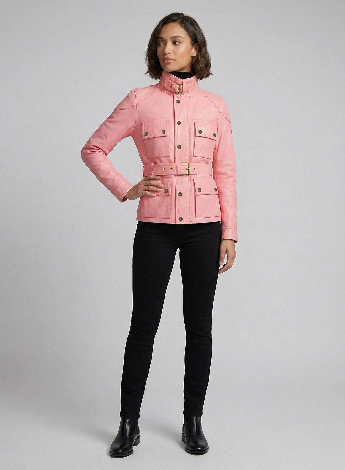 Light Pink Leather Jacket # 286