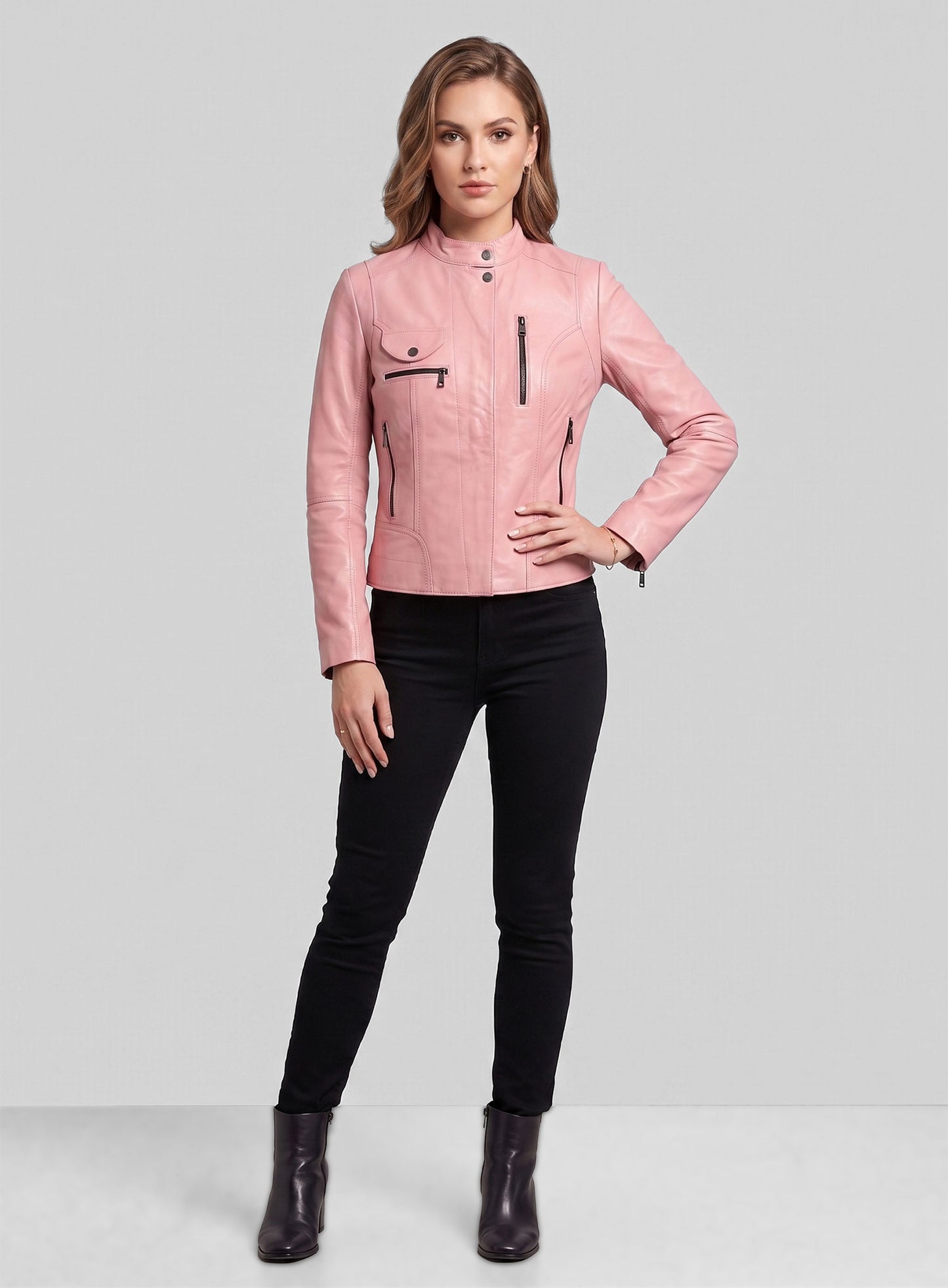 Light Pink Leather Jacket # 520