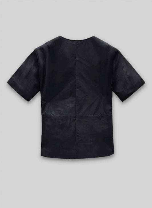 Light Weight Unlined Deep Blue Leather T-shirt