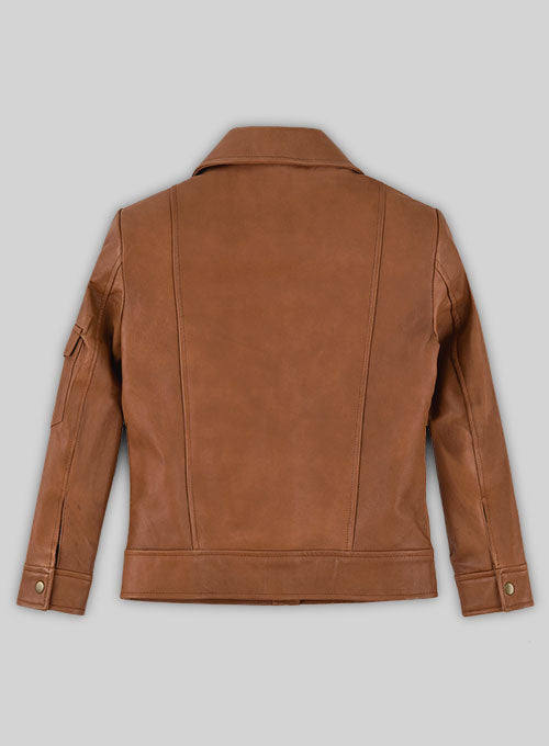 Log Cabin Brown Gigi Hadid Leather Jacket - LeatherCult