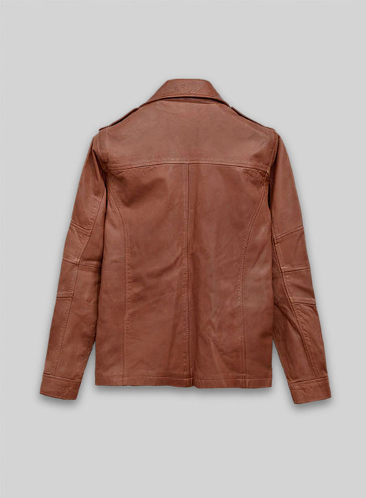 Log Cabin Brown Washed & Wax Leather Jacket # 621 - XL Regular