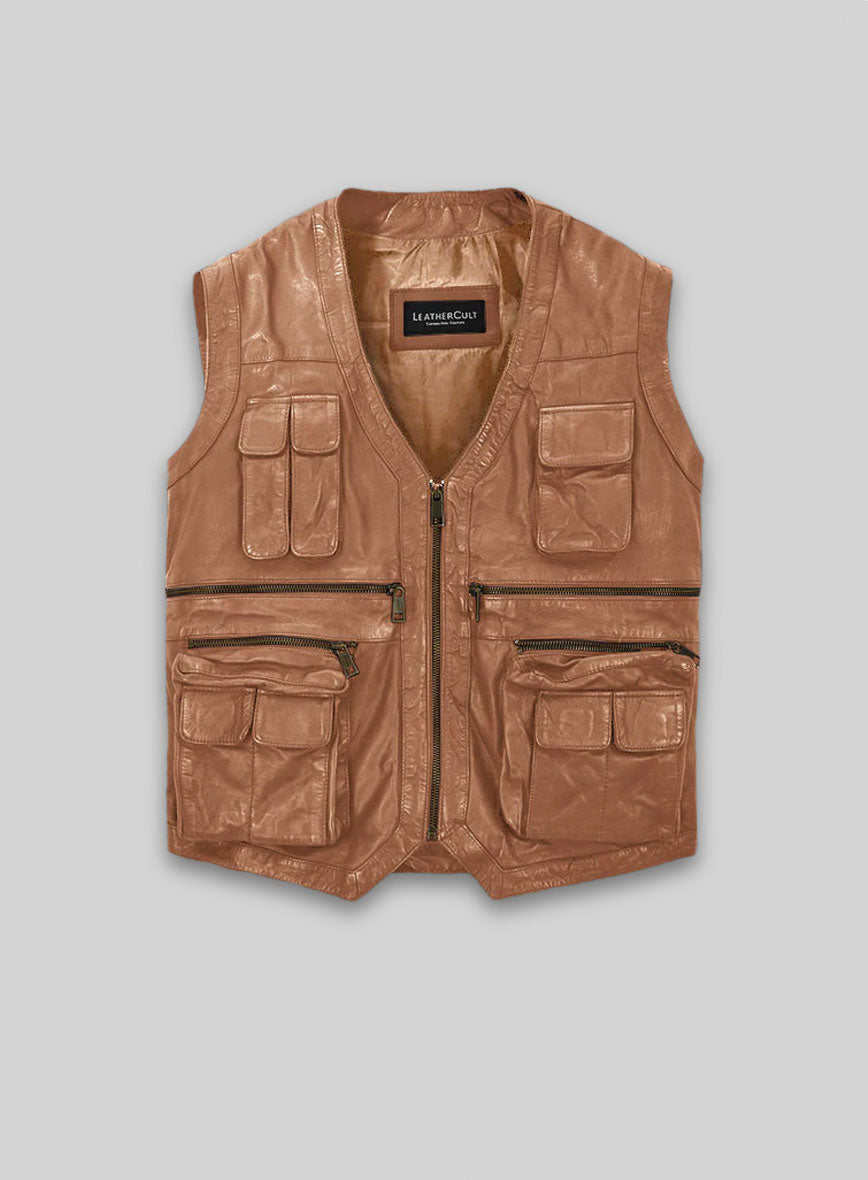 Log Cabin Brown Chris Pratt Jurassic World Leather Vest Wash&Wax