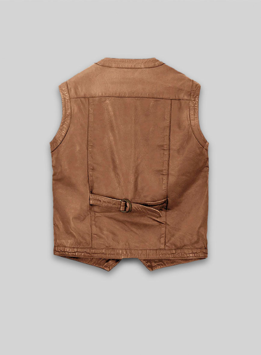 Log Cabin Brown Chris Pratt Jurassic World Leather Vest Wash&Wax