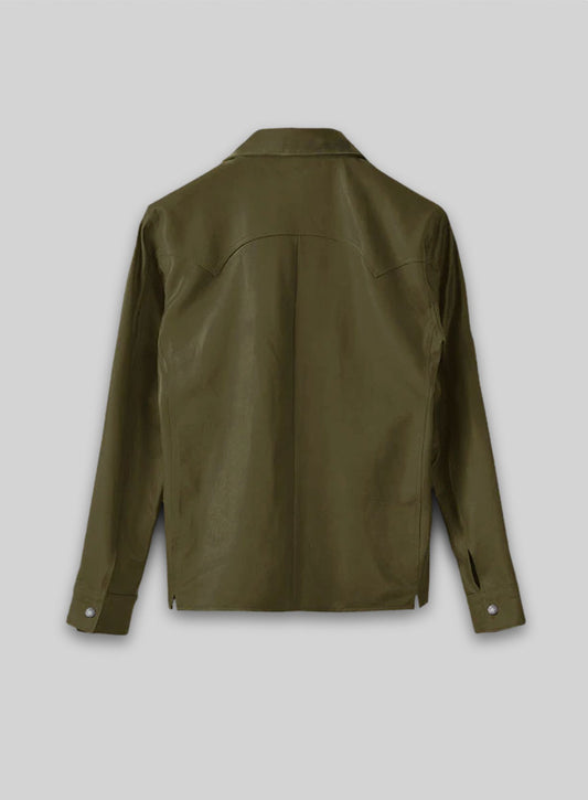 Light Weight Unlined Mauve Green Leather Shirt