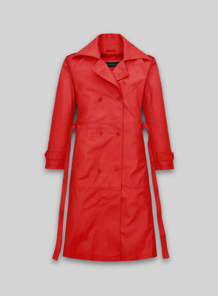 Megan Fox Leather Long Coat