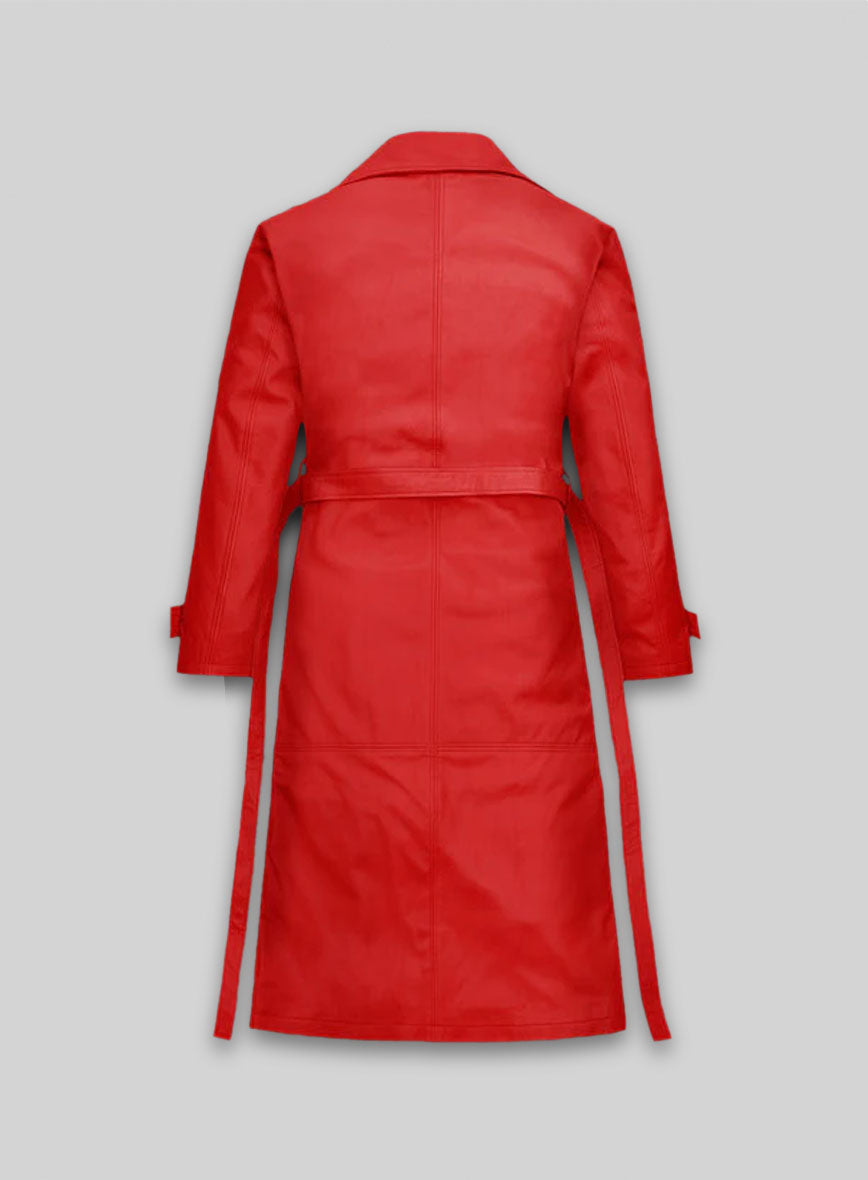 Megan Fox Leather Long Coat