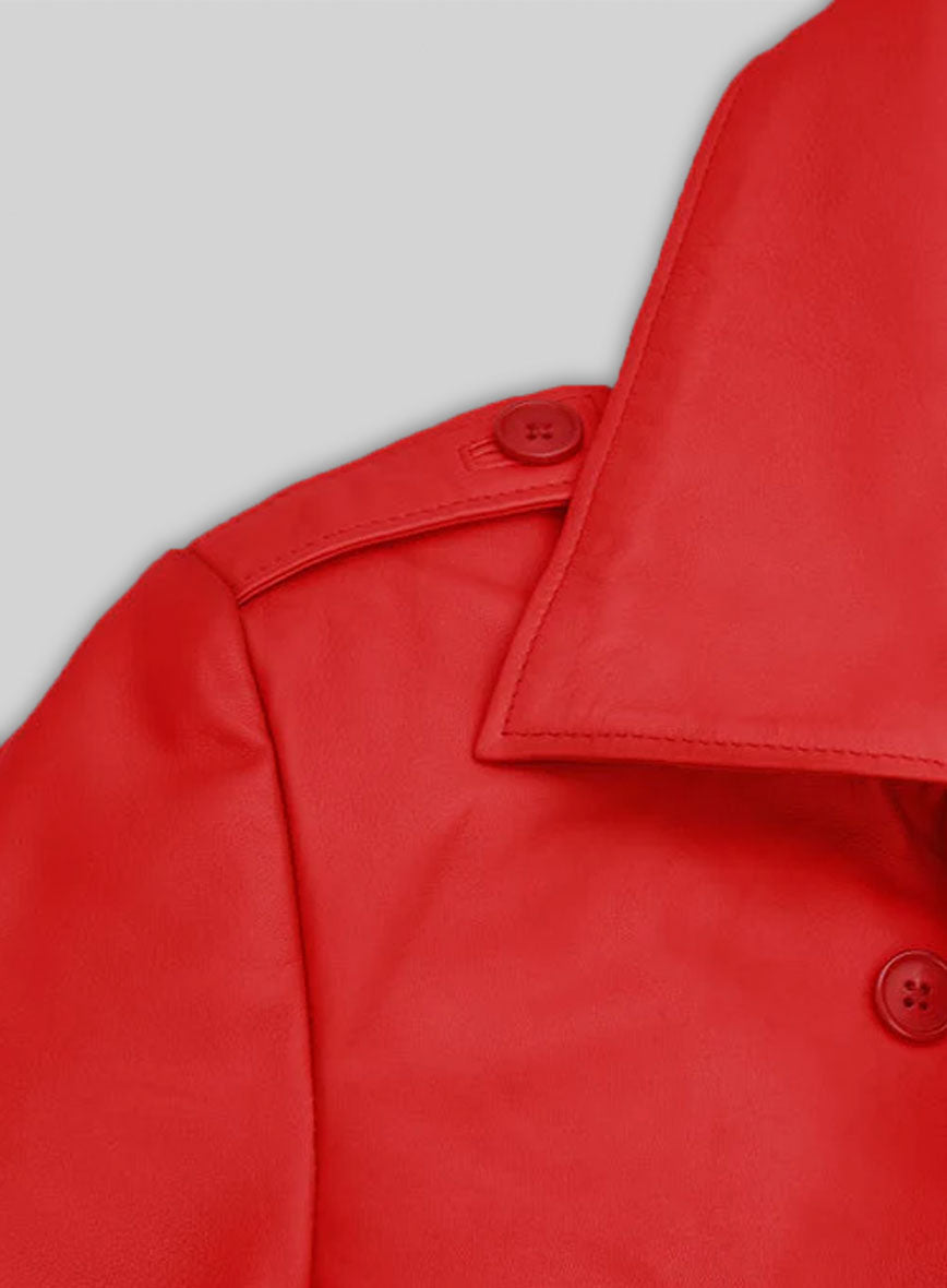 Megan Fox Leather Long Coat